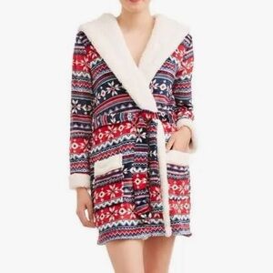 Secret Treasures Women's Fleece Lined Hood Wrap Robe